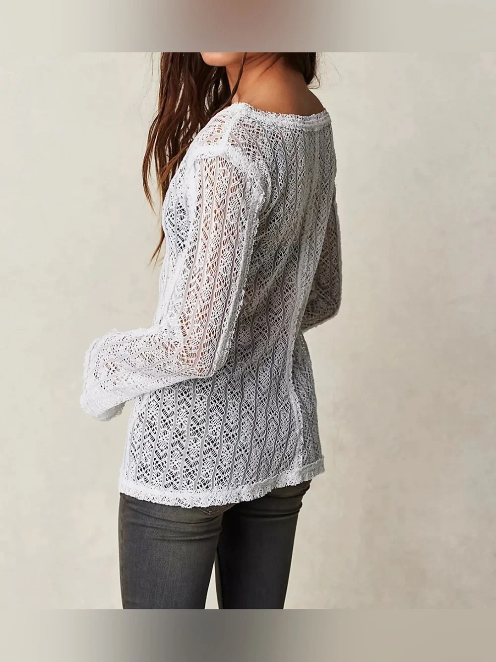Free People On The Road Twisted Lace Top Size Small Women's Ivory